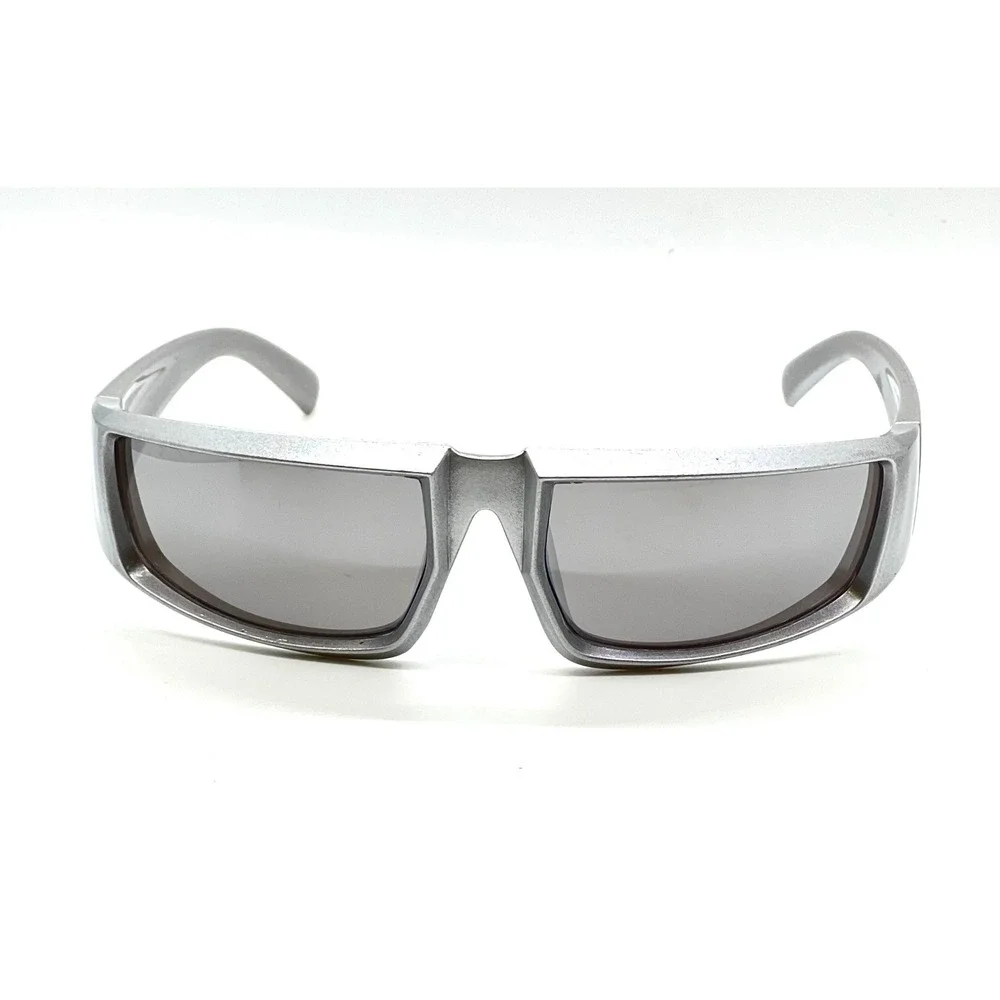 Futuristic Sunglasses Y2K Silver Frame Shield Mirrored Lens Fashion Shades Gafas